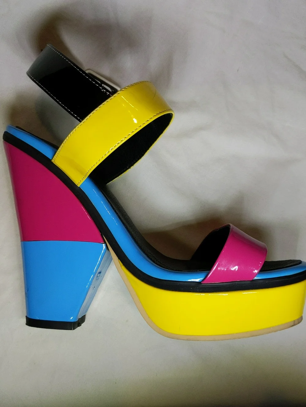 Giuseppe Zanotti Multicolor Platform Sandals in Yellow, Pink & Blue